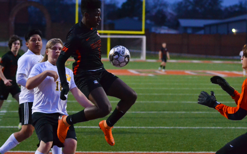 Chaston Lewis flies through the air in a match against Crescent earlier this season.