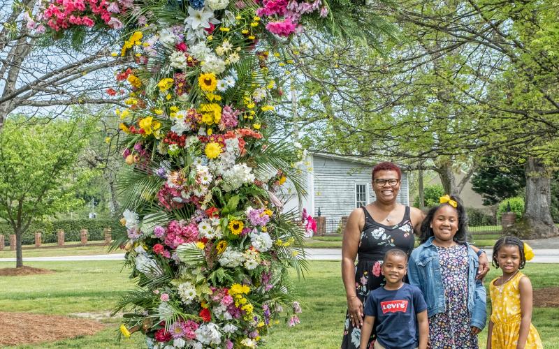 Cameron Lewis (4), Sanna Martin (9), Allie Lewis (6) with Samantha Walker, the grandmother of Cameron and Allie and Godmother of Sanna having their photo made at the First Baptist Church of Hartwell. 