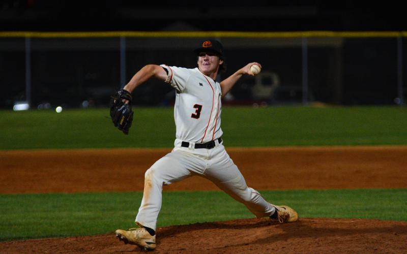 Jake Dombrowsky closed for Hart County in the last regular game of the season.