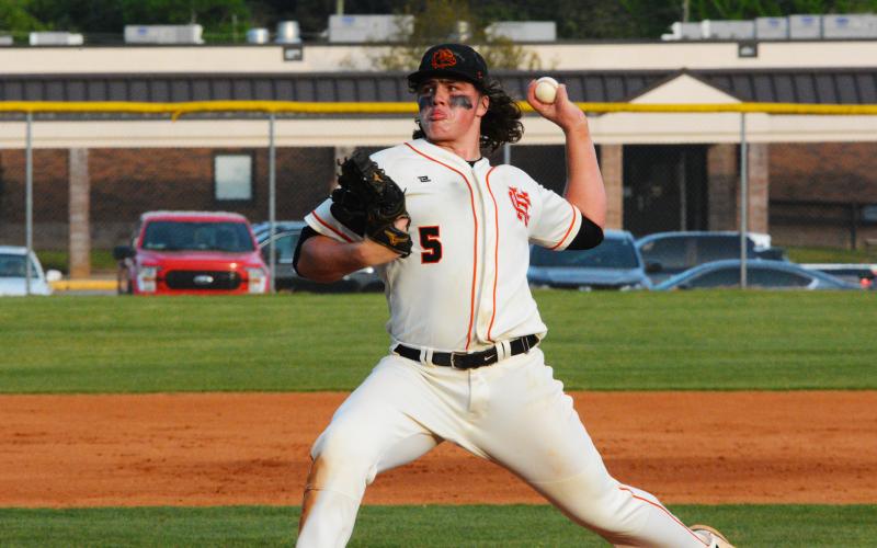 Peyton Powell pitches in the first win of the sweep of Stephens County.