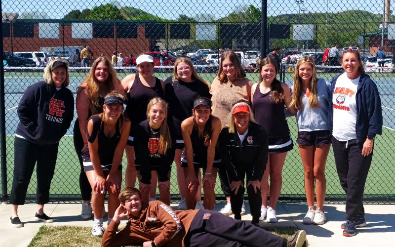 The girls tennis team advanced to the first round of the state tournament.