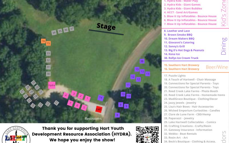 Image above displays vendor locations at the Lake Hartwell Music Festival held May 28.