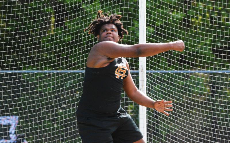 At the state championships, Kanye Fouch shattered his previous personal record, which is pictured here at a previous home meet.