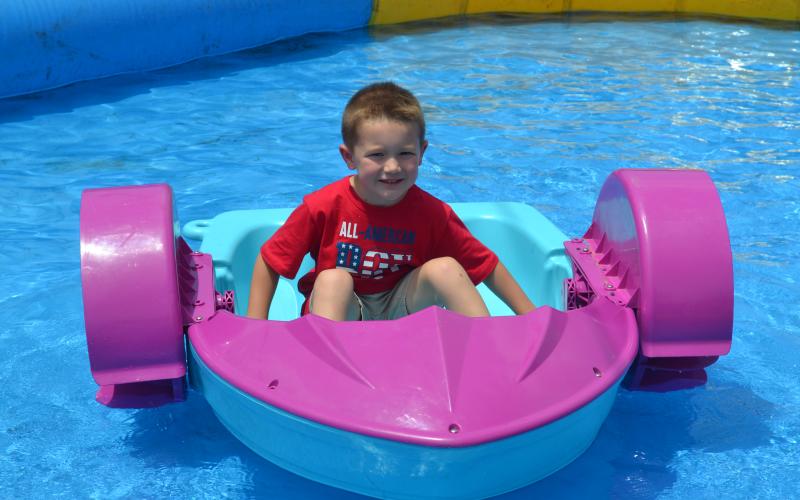 Drake Holland enjoys some time in the kids area.