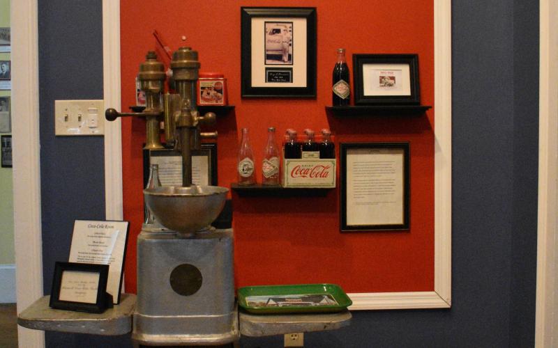 Coca Cola played a big role in Hart County. Coca Cola originally moved into the building that sits at the corner of W. Franklin Street and N. Forest Avenue in Hartwell. Pictured above in the museum, an homage to the cola’s Hartwell history.