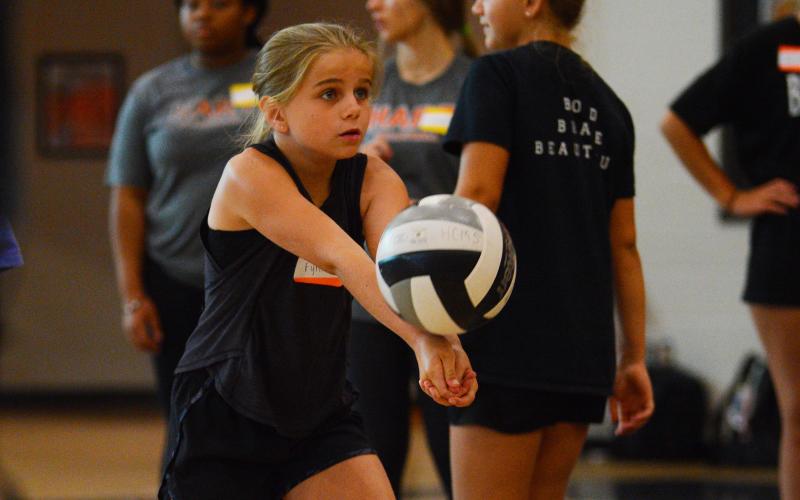 Fynlie Franklin shows off great form while working on her bumping.