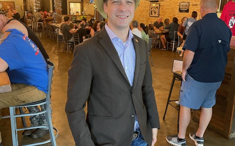 Chase Oliver at a meet and greet in Hartwell on July 19.