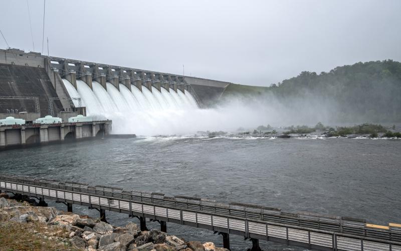 The Hartwell Dam releases its floodgates in June of 2021.