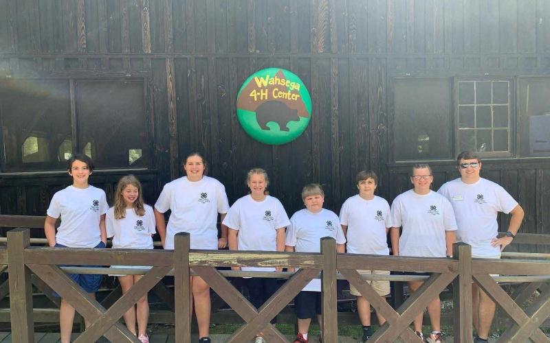 Pictured left to right are Phobe Cain York, Morgan Johnson, Emma Shift, Paige Wilson, Easton Saylors, Lukas Smith, Grace Wilson and Jacob Smith (coach and Hart County 4-H Program Assistant).