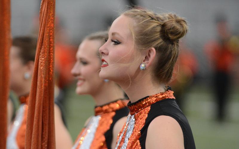The Hart County Flag corps performs their part in the band’s program “Beyond”.