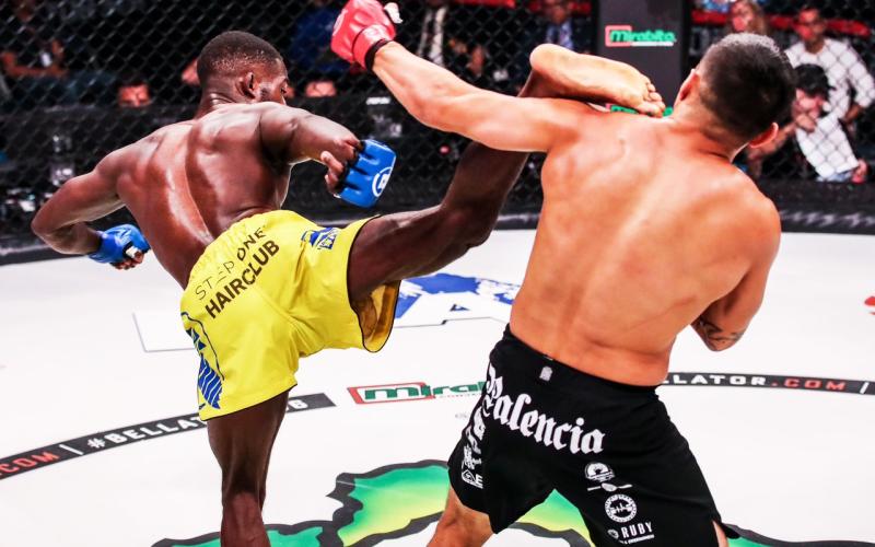 CeeJay Hamilton lands a kick on his opponent, Richard Palencia, on Oct. 1.