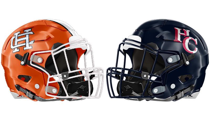 Hart helmet (left) and Hebron Christian helmet (right).