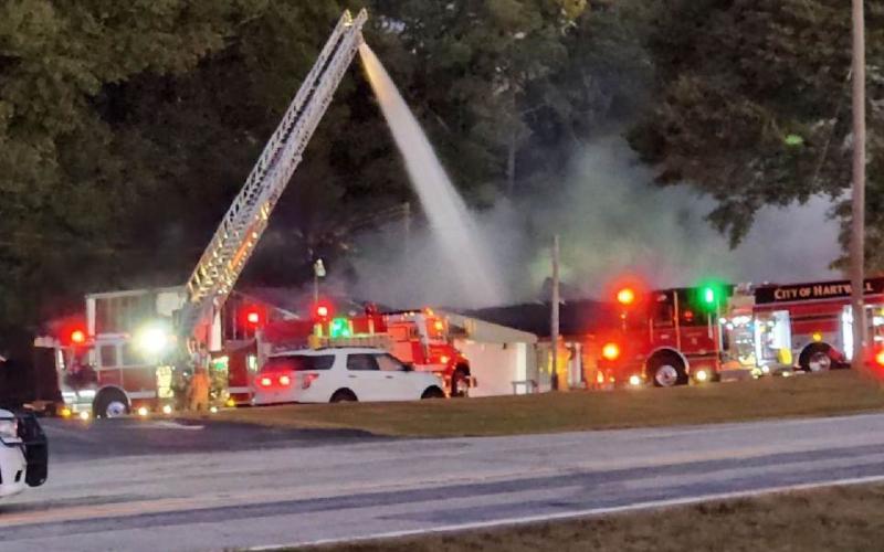 Hartwell Fire finishes putting out flames around 6 a.m. Tuesday at WillaDeans Tavern.