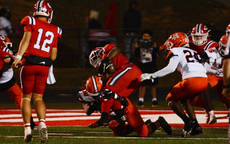 Tywon Stribling makes the goal line tackle on third down to force a field goal.