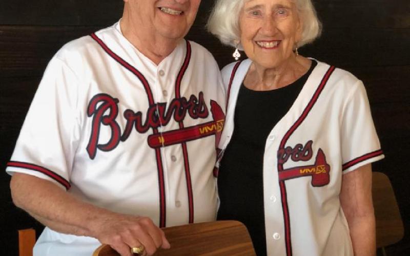 William “Bill” Chafin celebrating the Braves’ 2021 World Series championship with wife Kaye.