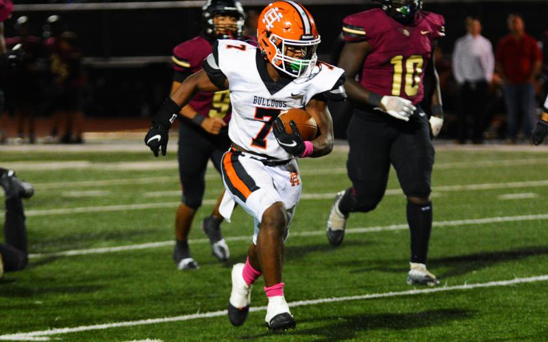 Running back Nori Moore, nicknamed “Duke,” recorded 360 yards from scrimmage against Hebron Christian Academy in Dacula on Friday, Oct. 28.