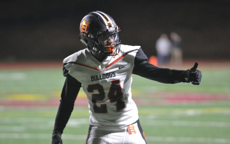 Former HCHS cornerback Jalen Brown in the first round of state playoffs against Dawson County in 2017.
