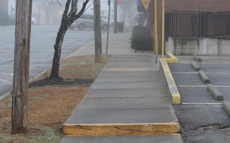 The sidewalk along South Forest Street in Hartwell. The city is expected to begin phasing in sidewalk projects near the public schools initially.