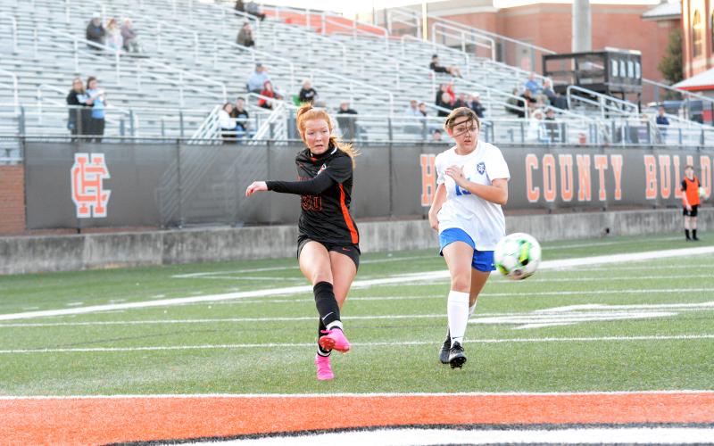 Sophomore forward Channing Segars scores a hat trick versus Towns County Feb.14.