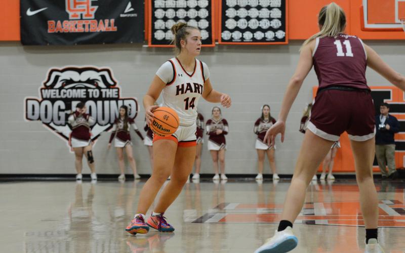 Junior guard Dakota Phillips led the Lady Dogs in scoring with 15 points in the 41-34 loss to Dawson on Feb. 21.