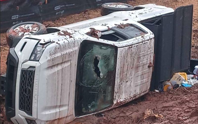A stolen vehicle was wrecked over the weekend near Beaverdam Creek where a bridge is currently being replaced by the GDOT.