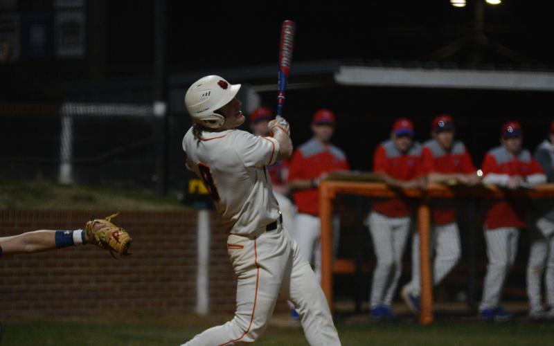 Senior catcher Riley Posey gets a hit in a 2021 game as the Hart County Diamond Dogs turn to him and a few other seniors for leadership in the clubhouse for the 2023 season.
