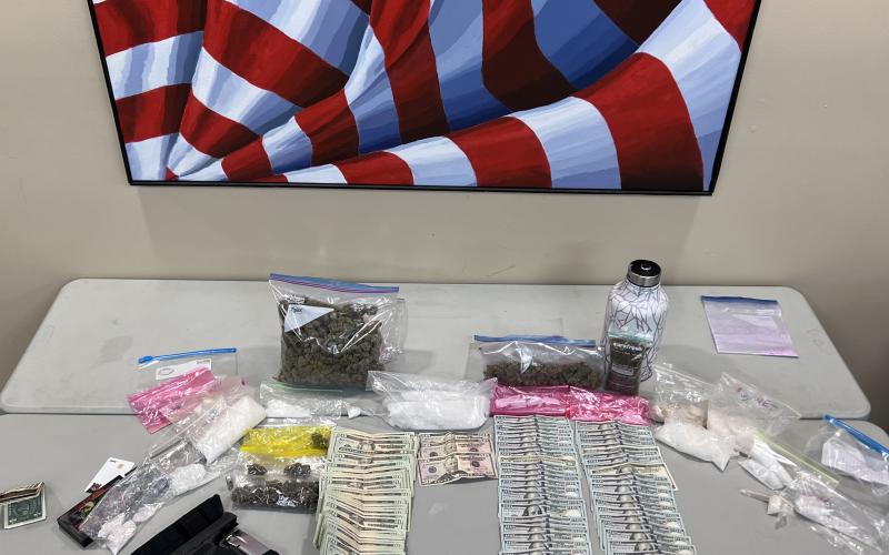 The Hart County Sheriff’s Office seized 2.2 pounds of methamphetamine, seven grams of fentanyl, over one pound of marijuana, just under $7,000 in cash and a handgun during a drug trafficking arrest March 25.