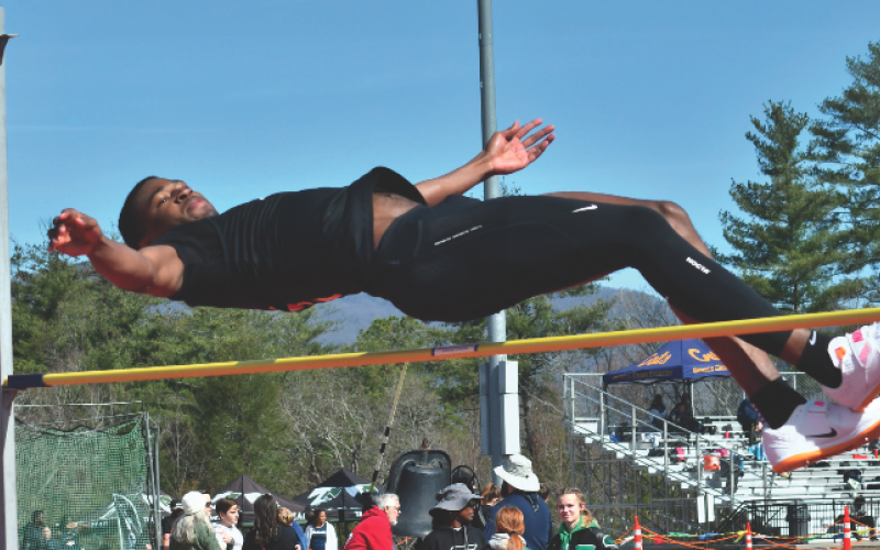 Pictured is senior Tahj Johnson as he placed second in the high jump at the Bo James Invitational at Rabun County High School on March 11.