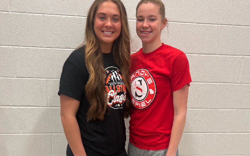 Pictured from left to right is junior guard Dakota Phillips and junior forward Madison McLane after participating in the Sandy Spiels Spring Showcase at Chestatee High School on Saturday, March 18.