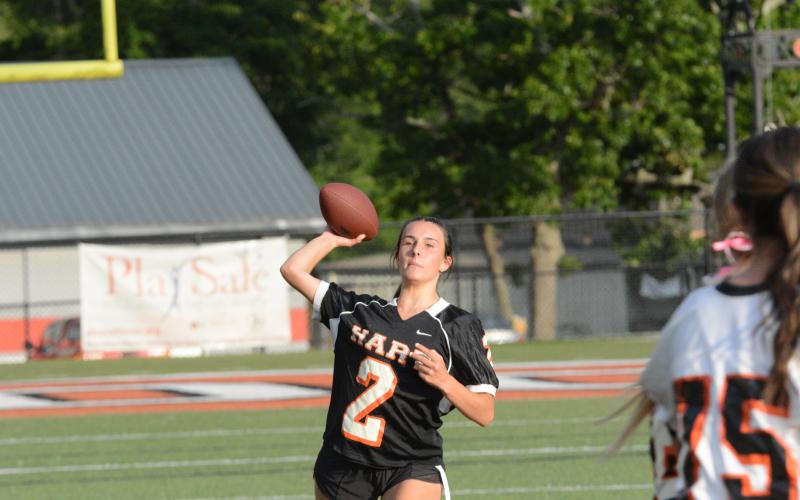 Pictured is senior Ryleigh Jordan as she scored the lone touchdown for the seniors in the first half.