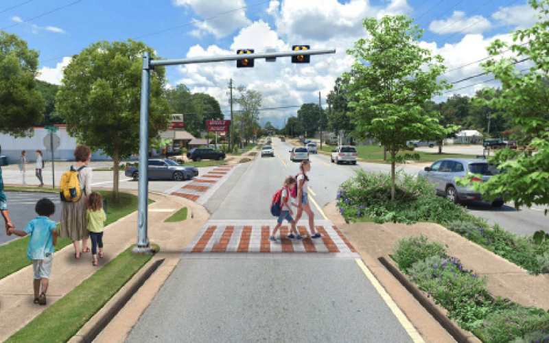 This is the proposed change to the intersection at Highway 29 and Campbell Drive. The changes would include crosswalks, crosswalk signals and a median for pedestrians to wait for cars to stop in both directions.
