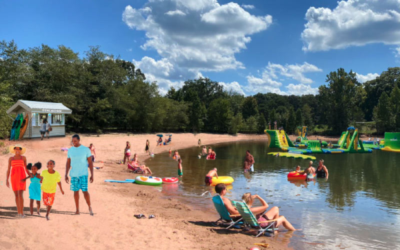 An improved beach area at Hartwell Lakeside Park would be an added amenity  for visitors to the park. It would include additional sand, concession booths and a water-based inflatable for kids.