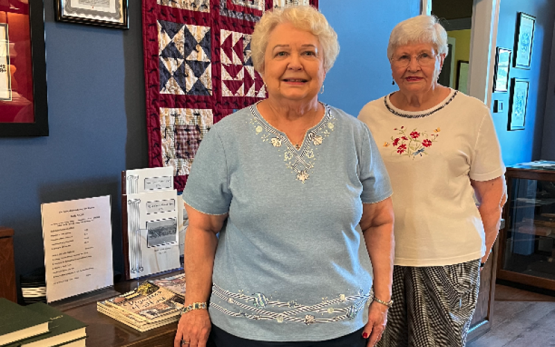 Hart County Historical Society Board Members, Linda Harris (left) and Libby Forbes, greet visitors and provide tours at the Hart County Historical Museum.