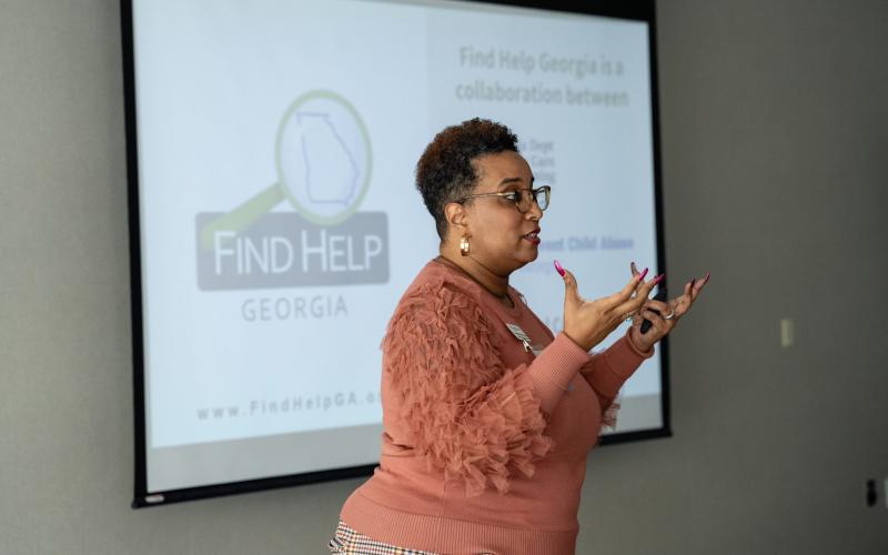 Prevent Child Abuse Georgia Training and Resource Coordinator Kimberly Stewart-Lucas delivers a Find Help Georgia training at the 2023 Georgia Conference on Child Abuse and Neglect, held Sept. 14.