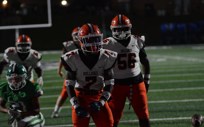 Nori Moore, also known as “Duke”, scores five rushing touchdowns in the 40-14 road win over the Lions of Franklin County, to give Hart County its first region win of the season Sept. 29.