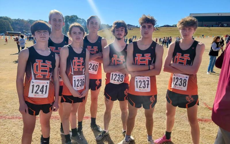 Pictured is the boys cross country team. From left is  Sevyn Singleton, Will Bell, Damian Childres, Zach Simmons, Donavin Layman, Nate Harris, and Braydon Lane.
