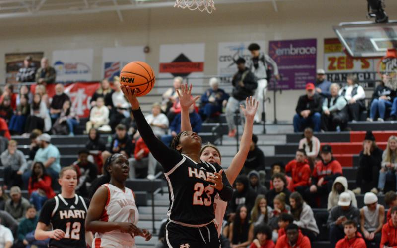 Junior guard TK Smith and two others were the second leading scorers for the Lady Dogs  with eight points each in the 62-35 win over the Lady Raiders of Madison County Nov. 28.