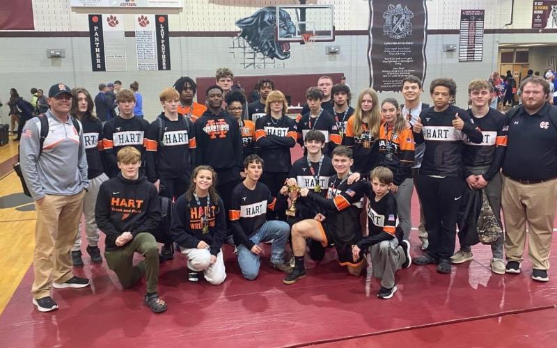 The Hart County High School boys and girls Mat Dogs captured multiple first placements individually and second overall at the 2023 Rumble in the Jungle Tournament at Lakeview