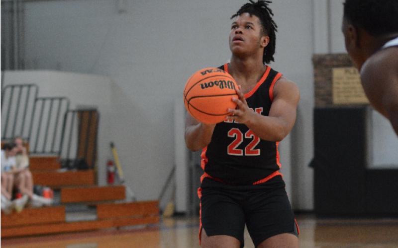 Pictured is senior forward Micah Reese as scored eight of his 10 points from the stripe.