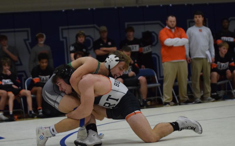 Senior wrestler AJ Smith and the Mat Dogs defeat Oconee County and Monroe Area to claim second place in the 2024 area duals on Jan. 6 to advance to the state duals on Jan. 20.
