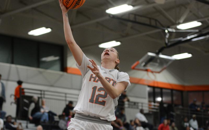 Pictured is senior forward Madison McLane as she scored 10 points of her own in the 63-27 win Jan. 6.