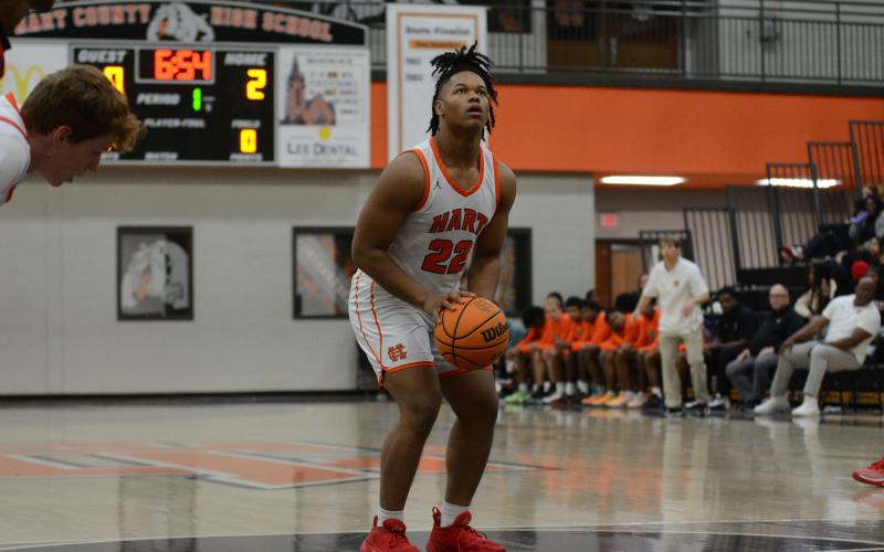 Pictured is senior forward Micah Reese who recorded a double-double.