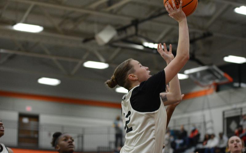 Pictured is senior forward Madison McLane as she scored 12 points in the win over Daniel High School.