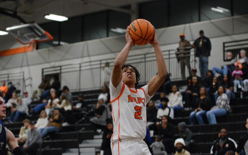 Pictured is junior guard O’Brian Evans who led the Dogs in scoring with 19 points in the 71-66 win.