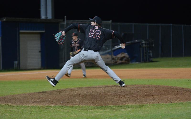 Senior pitcher Avery Strickland picked up the win on the mound as he allowed two runs on six hits and struck out 11 batters in the 10-4 win against rival Elbert County on Feb. 19.