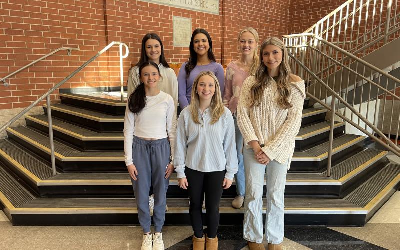 Sophomores: Top Left to Right - Baylee Graham, Bella Thomas, Hannah Carey - Bottom Left to Right - Hannah Coker, Briana Blewitt, Madi Bennett