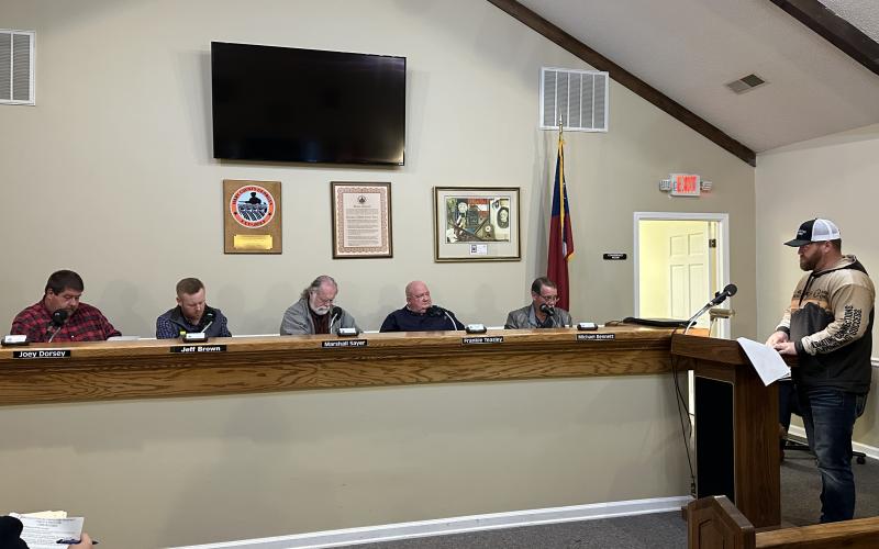 Kyle Whalen speaking before the Board of Commissioners on Monday evening.