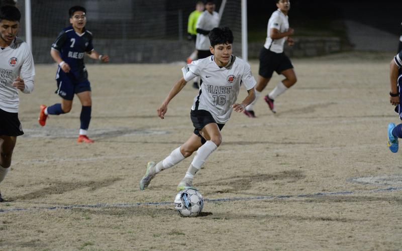 Pictured is senior midfielder Luis Genchi as he scored the lone goal for the Dogs in the 9-1 loss against Elbert County on Feb. 9