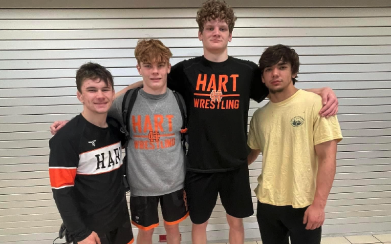 Pictured are the four boys who placed in the Top Six at Sectionals to advance to state in Macon. From left is AJ Smith, Harrison Krause, Ethan Stovall, and Peyton White.