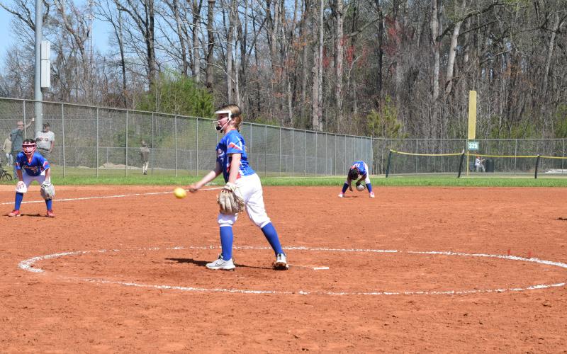Pictured is Avery King on the mound.